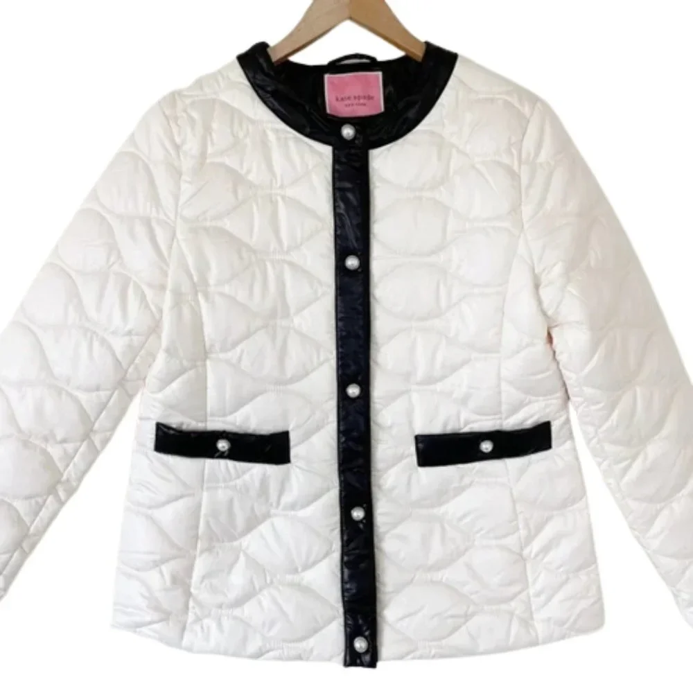 Kate Spade New York Framed Quilted with Pearl Snaps Jacket